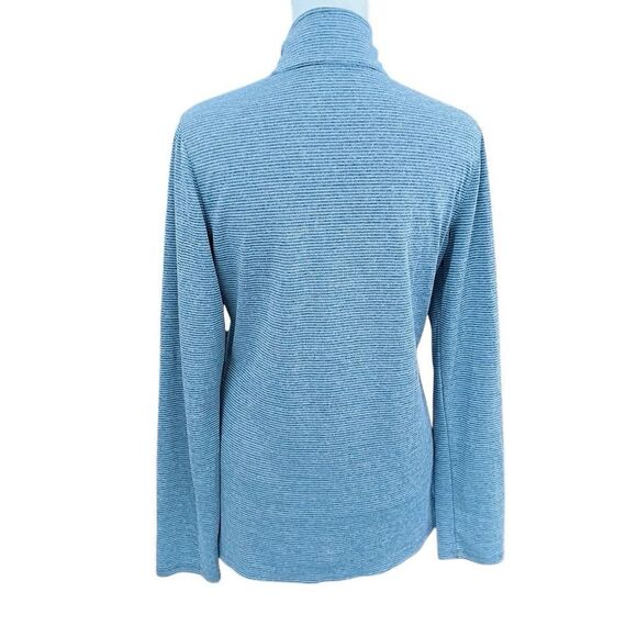 Eddie Bauer blue/gray striped lightweight TraVex quarter zip, size M. - Picture 2 of 5